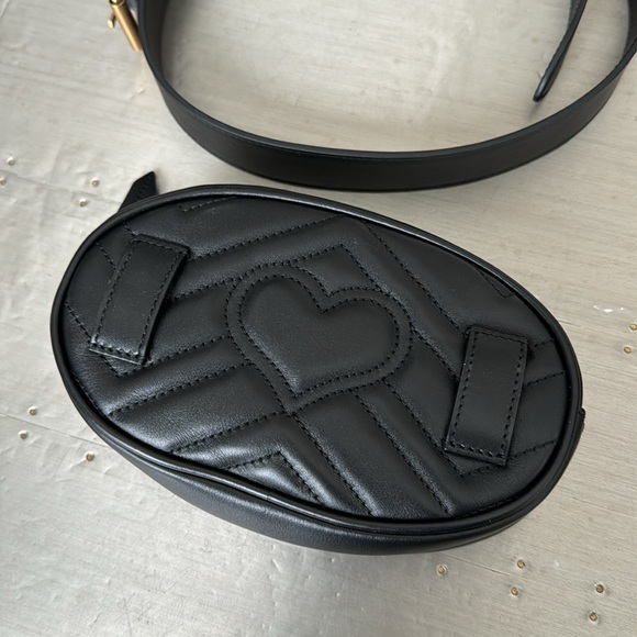 Gucci Marmont chevron black leather belt bag size 85/34 - Picture 3 of 11